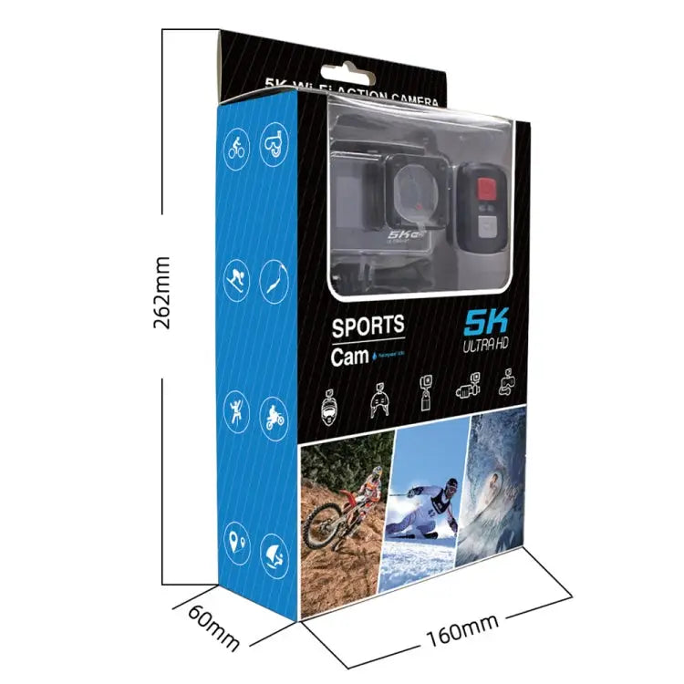 5K/30FPS WIFI HD Anti-Shake Remote Touch Dual-Screen IP68 Waterproof Sports Camera, Style: Camera+128G Card