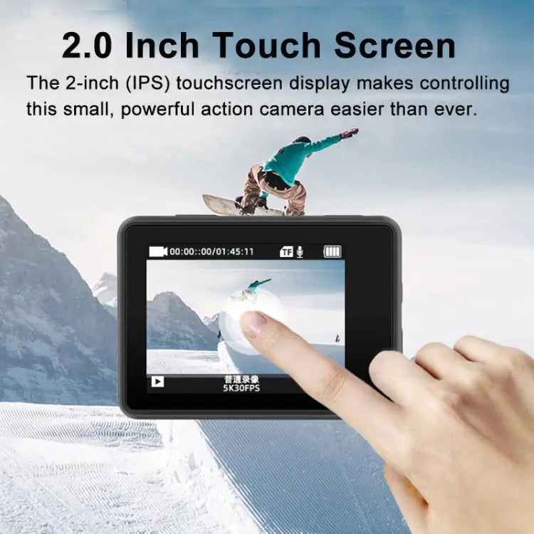 5K/30FPS WIFI HD Anti-Shake Remote Touch Dual-Screen IP68 Waterproof Sports Camera, Style: Camera+128G Card
